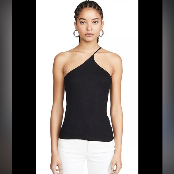 NWT LNA Ribbed one shoulder ribbed top size medium Black Asymmetrical Women's - Picture 1 of 5